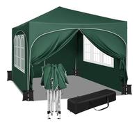 WOLTU Barnum 3x3m Pop up Tonnelle avec 4 parois avec Sacs de Sable Vert | UPF 50+ UV, imperméable, hauteur ajustable, vent stable, 4 parois sacs sable, Jardin
