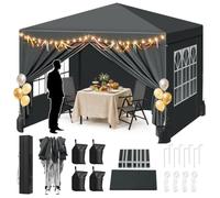 WOLTU Barnum 3x3m Pop up Tonnelle de Jardin avec Sacs de Sable Anthracite | UPF 50+ UV, imperméable, hauteur ajustable, vent stable, avec sacs de sable, Jardin