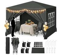 WOLTU Barnum 3x3m Pop up Tonnelle de Jardin Pliante avec Sacs de Sable Gris | UPF 50+ UV, imperméable, hauteur ajustable, vent stable, avec sacs de sable, Jardin