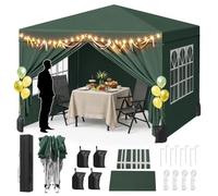 WOLTU Barnum 3x3m Pop up Tonnelle de Jardin Pliante avec Sacs de Sable Vert | UPF 50+ UV, imperméable, hauteur ajustable, vent stable, avec sacs de sable, Jardin