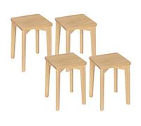 WOLTU BH344ei-4 Chaises de salle à manger en bois massif, rectangulaires, sans dossier, tabouret pour cuisine, salon, chambre à coucher, bureau, couleur bois naturel, 31 x 44,5 x 31 cm