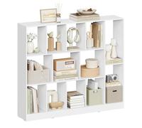 WOLTU Bibliothèque à 13 Cubes, Étagère de Rangement pour Livres, Objets de Décoration, Plantes, à Poser Horizontalement ou Verticalement, en Bois, pour Salon, Chambre, Bureau, 109x24x101 cm, Blanc