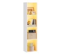 WOLTU Bibliothèque à 4 Compartiments Verticaux, Éclairage RGB, en Bois d'Ingénierie, 40x29x170 cm, Blanc