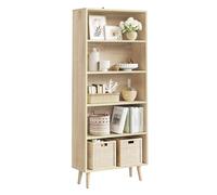 WOLTU Bibliothèque à 5 Casiers Ouverts, Étagère sur Pied à 5 Niveaux, Meuble de Rangement Multifonctionnel pour Salon, Chambre, Bureau, en Bois d'Ingénierie, Chêne Clair, 60x24x144cm, SK022hei