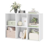 WOLTU Bibliothèque à 6 Compartiments, Étagère de Rangement | pour Salon Bureau, en Panneaux de Particules Blanc, 59,6X29X89cm