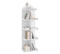 WOLTU Bibliothèque avec 10 Étagères 5 Niveaux, Étagère sur Pied | Design Ouvert, Rangement CD/DVD, pour Bureau, Salon, Chambre à Coucher, en Bois Composite, 40x126x24 cm, Blanc