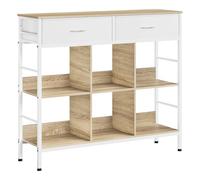 WOLTU Bibliothèque avec 2 tiroirs et 6 compartiments, étagère sur pied en métal, étagère autoportante pour salon, bureau, chambre à coucher, marron rustique, noir
