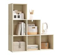 WOLTU Bibliothèque avec 6 Cubes, Étagère d'Escalier, Meuble de Rangement à Cubes, Étagère en Bois d'Ingénieriepour Salon, Chambre à Coucher, Bureau, 90x30x90cm, Chêne Clair, SK061hei