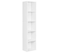 WOLTU Bibliothèque Colonne 5 Cubes 30x24x132cm - Étagère Livres Semi-Ouverte Hydrofuge Blanc - Meuble Rangement Scandinave Moderne pour Livres Jouets Plantes Cadres - pour Salon Bureau Chambre