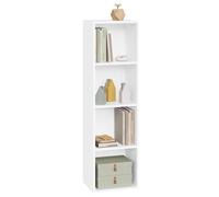 WOLTU Bibliothèque Colonne Rangement 4 Niveaux Étagère Semi-Ouverte 106 cm Meuble Cube Scandinave Blanc Panneaux E1 Hydrofuge Salon Bureau Chambre