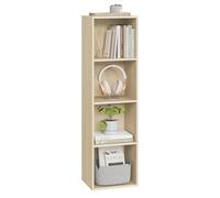 WOLTU Bibliothèque Colonne Rangement 4 Niveaux | Design Semi-Ouverte, 106 cm, Scandinave Chêne, en Bois d'ingénierie, pour Salon Bureau Chambre