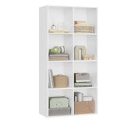 WOLTU Bibliothèque, Étagère de 8 Casiers, pour Salon, Bureau, 60x29,5x121cm en Panneaux de Particules, Blanc,SK002ws4