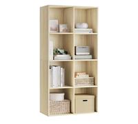 WOLTU Bibliothèque, Étagère de 8 Casiers, pour Salon, Bureau, 60x29,5x121cm en Panneaux de Particules, Chêne Clair,SK002hei4