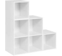WOLTU Bibliothèque à 6 Compartiments Bibliothèque Étagère de Rangement Meuble de Rangement Étagère Escalier, en Bois d’ingénierie, Blanc, pour Salon Chambre Bureau 90x30x90cm, SK027ws