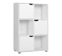 Bibliothèque Armoire WOLTU avec 3 Portes 6 Compartiments en MDF Blanc