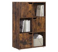 WOLTU Bibliothèque Étagère de Rangement, Meuble Cube 59,6x29x91cm, en MDF, pour Salon, Bureau, avec 3 Portes, 6 Compartiments, Marron Rustique, Marron Rustique