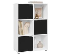 WOLTU Bibliothèque Étagère de Rangement, Meuble Cube 59,6x29x91cm | en MDF, pour Salon, Bureau, avec 3 Portes, 6 Compartiments, Blanc+Noir