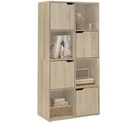 WOLTU Bibliothèque Étagère,Meuble de Rangement,8 Cubes de Rangement,4 Portes,en Bois d'Ingénierie,60x30x120cm,Chêne Clair W0ATT0297