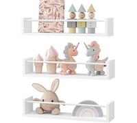 WOLTU Bibliothèque, Étagère Murale avec 3 Tablettes, Étagère, Rangement pour Livres, en Fer et MDF, pour Salle de séjour, Jadin d'enfants, Salle de Jeux, Blanc, RG9508ws