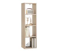WOLTU Bibliothèque, Étagère Rangement à 4 Niveaux, Étagère Cube, Étagère Livre, 4 Compartiments Ouverts, pour Salon, Bureau, Chambre d'enfant, 30x106,5x23,5cm, Chêne Clair, SK051hei