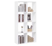 WOLTU Bibliothèque, Étagère Rangement à 4 Niveaux | Meuble Cube avec 8 Compartiments Ouverts, en Bois d’Ingénierie, Blanc, 71x29x140,5cm