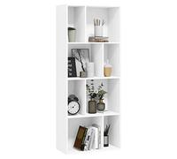 WOLTU Bibliothèque Étagère Rangement, à 8 Compartiments 4 Niveaux | Blanc, en Bois d’Ingénierie, 60x29x143,5 cm