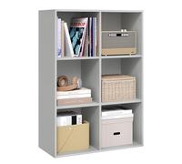 WOLTU Bibliothèque Étagère Rangement, avec 6 Cubes, Étagère Cube, Meuble Casier Rangement Cube, en Bois d'Ingénierie, Gris, 29x89x59,6 cm