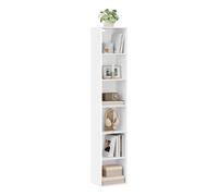WOLTU Bibliothèque, Meuble de Rangement, Colonne Semi-Ouvert à 6 Compartiments en Panneaux de Particules pour Bureau Salon Salle d'Étude, 30x24x158,5 cm Blanc SK003ws6