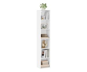 WOLTU Bibliothèque, Meuble de Rangement, Colonne Semi-Ouvert à 6 Compartiments en Panneaux de Particules pour Bureau Salon Salle d'Étude, 30x24x158,5 cm Blanc SK003ws6