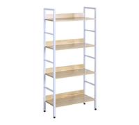 WOLTU Bibliothèque, Meuble de Rangement, Étagère de Rangement à 5 Niveaux, pour Salon, Chambre, Bureau, en Bois d’Ingénierie et Métal, 60x27.5x126cm,Chêne Clair+Blanc