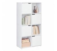 WOLTU Bibliothèque, Meuble Étagère de Rangement, avec 8 Cubes, 4 Portes, en Bois d'Ingénierie, Bibliothèque Blanche, SK039ws