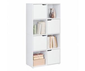 WOLTU Bibliothèque, Meuble Étagère de Rangement, avec 8 Cubes, 4 Portes, en Bois d'Ingénierie, Bibliothèque Blanche, SK039ws