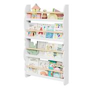 WOLTU Bibliothèque Murale, Étagère de Rangement pour Chambre d'enfants pour Ranger des Livres, 60x14,5x98 cm,Jouets en Bois MDF à 4 Niveaux, Blanc