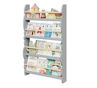 WOLTU Bibliothèque Murale, Étagère de Rangement pour Chambre d'enfants pour Ranger des Livres, 60x14,5x98 cm,Jouets en Bois MDF à 4 Niveaux, Gris