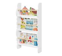 WOLTU Bibliothèque Murale, Étagère de Rangement, Ranger des Livres, Jouets en Bois MDF à 3 Niveaux, Blanc, 42.5x14.5x80cm