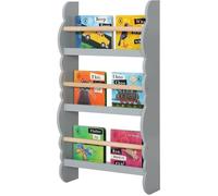 WOLTU Bibliothèque Murale, Étagère de Rangement, Ranger des Livres, Jouets en Bois MDF à 3 Niveaux, Gris, 42.5x14.5x80cm