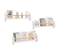 WOLTU Bibliothèque pour Enfants, Étagère Murale avec 3 Tablettes | en Forme de Nuage, en Pin et MDF, pour Chambre d'enfant, Blanc