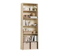 WOLTU Bibliothèque pour Salon, Étagère à 6 Niveaux, Ouvert, pour Salon, Bureau, Chambre, 60x180x23,5 cm, Chêne Clair， SK052hei