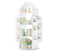 WOLTU Bibliothèque ROTATIVE À 360° pour Enfants 63x59x125cm, Étagère de Rangement à 4 Niveaux, en Forme de Maison, Blanc