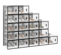 WOLTU Boîte à Chaussure Lot de 18, Meuble Rangement Chaussure Transparente, Empilable, avec Couvercle Frontal, W0ITT2050
