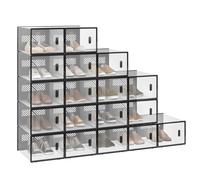 WOLTU Boîte à Chaussure, Lot de 18, Rangement Chaussure, Boîte Chaussure Transparente, Meuble Chaussures, Empilable, Plastique, avec Couvercle Frontal