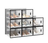 WOLTU Boîte à Chaussure, Lot de 8, Rangement Chaussure, Boîte Chaussure Transparente, Meuble Chaussures, Empilable, Plastique, avec Couvercle Frontal
