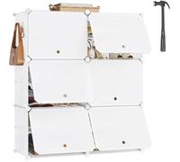 WOLTU Boîte à Chaussures Empilable avec 6 Compartiments,Meuble Chaussure pour pour Entrée、Chambre、Studio,Blanc