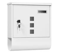 WOLTU Boîte aux Lettres, Boîte Postale avec Compartiment à Journaux, Fenêtres Transparentes, Porte-Nom, Boîte aux Lettres Murale Verrouillable, avec 2 Clés, Moderne, Blanc, 30,5x9x33,5 cm
