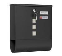 WOLTU Boîte aux Lettres, Boîte Postale avec Serrure, Postbox Extérieur avec 3 Fenêtres Transparentes, Plaque Nominative et Zones Divisées, Noir, 33,5 x 30 x 9,5 cm