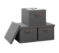 Boîte de Rangement Pliable avec Couvercle Amovible - WOLTU - Gris - 48x36x30cm
