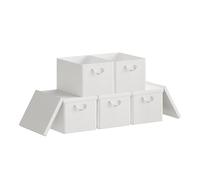 WOLTU Boîte de Rangement Pliable, Panier de Rangement en Tissu Non-Tissé, avec Poignées et Couvercle, pour Vêtements et Jouets, Blanc, 38x27x20cm