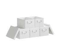 WOLTU Boîte de Rangement Pliable, Panier de Rangement en Tissu Non-Tissé, avec Poignées et Couvercle, pour Vêtements et Jouets, Blanc, 38x27x20cm