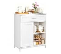 WOLTU Buffet Cuisine, Meuble Cuisine Rangement avec Tiroir, Porte Coulissante, pour Cuisine, Salle à Manger, Salon, 70x30x80,2 cm, en Bois d'Ingénierie et Métal, Blanc