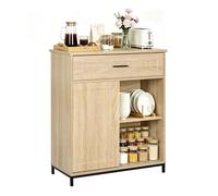 WOLTU Buffet Cuisine, Meuble Cuisine Rangement avec Tiroir, Porte Coulissante, pour Cuisine, Salle à Manger, Salon, 70x30x80,2 cm, en Bois d'Ingénierie et Métal, Chêne Clair + Noir